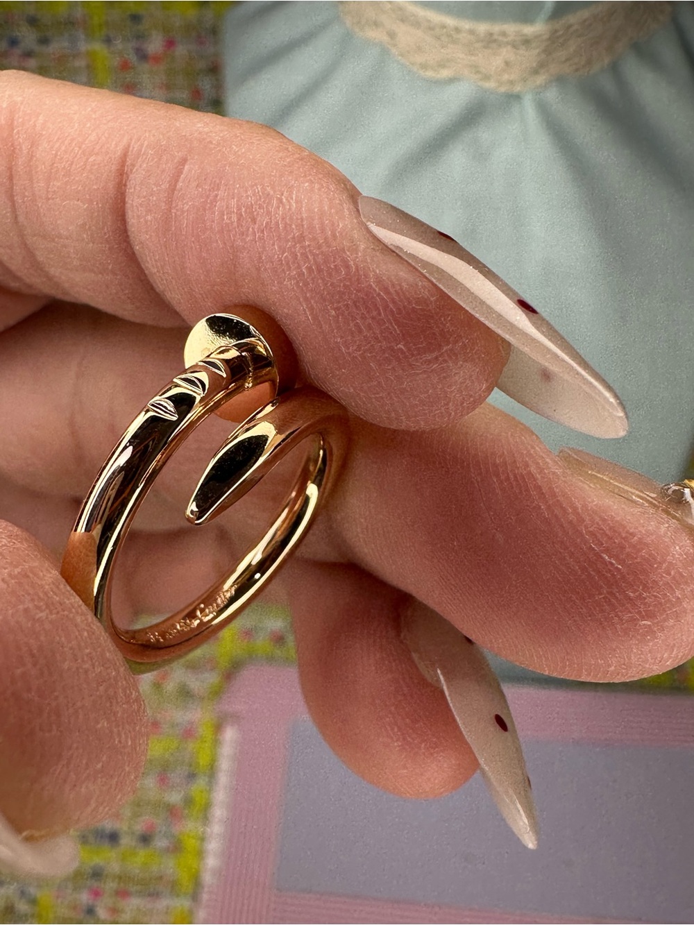 A great Gold Spiral Nail Ring - Elegant Women’s Jewelry